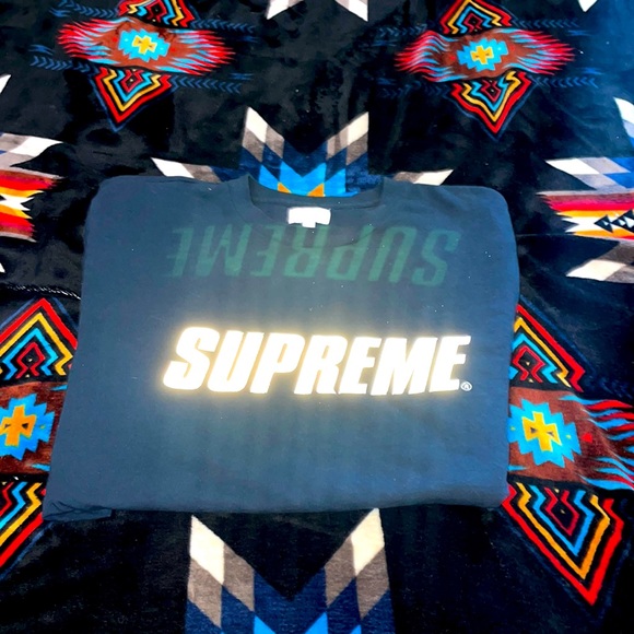 fw17 supreme reflective l/s navy (RARE)